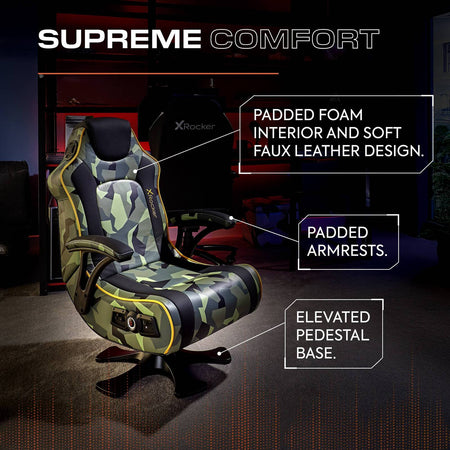 Covert Ops 2.1 Bluetooth Pedestal Gaming Chair – Camo