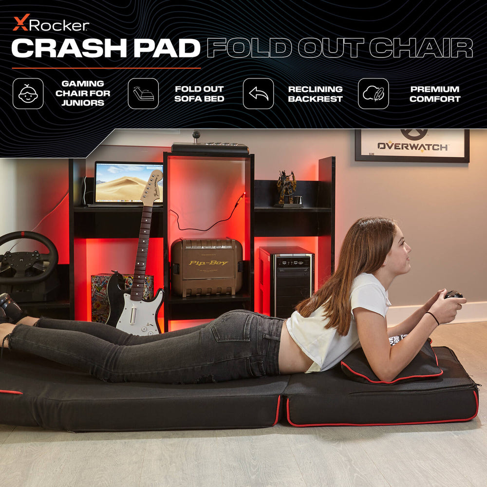 X Rocker Crash Pad Jr Fold-Out Futon Gaming Chair
