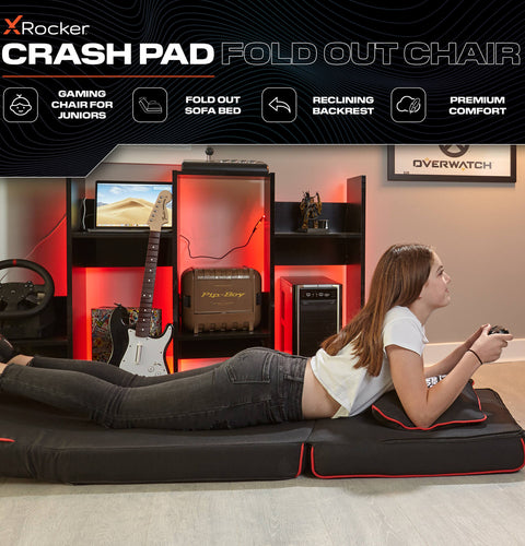 Crash Pad Jr Foldable Z Bed Mattress and Gaming Chair - Black