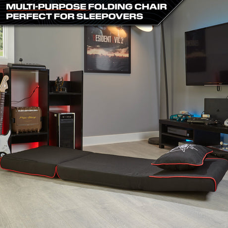 Crash Pad Jr Foldable Z Bed Mattress and Gaming Chair - Black