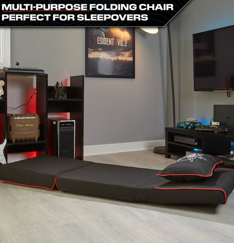 Crash Pad Jr Foldable Z Bed Mattress and Gaming Chair - Black