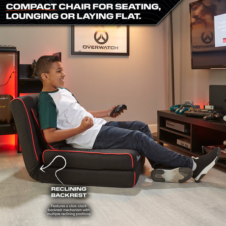 Crash Pad Jr Foldable Z Bed Mattress and Gaming Chair - Black