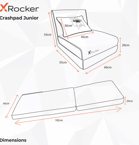 Crash Pad Jr Foldable Z Bed Mattress and Gaming Chair - Black