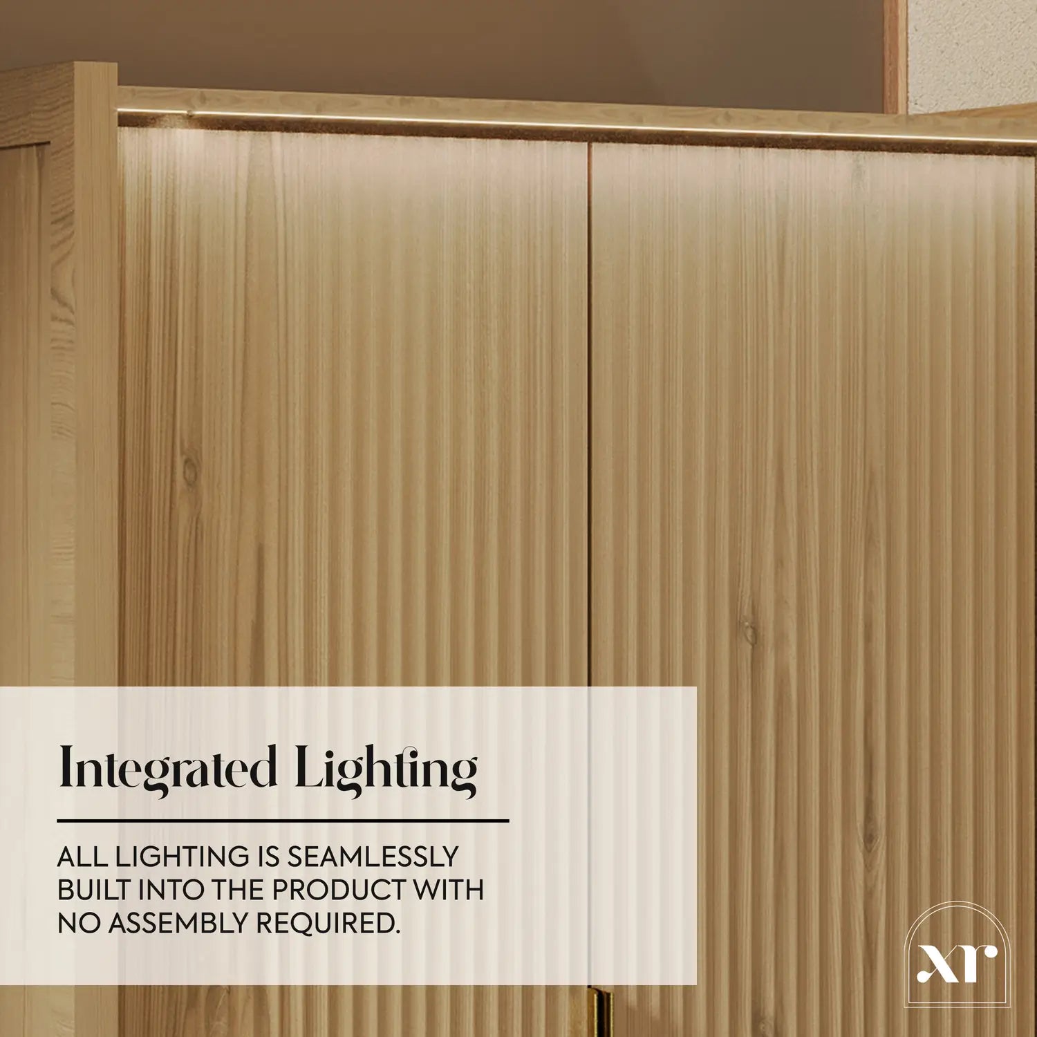 Dakota Two Door Wardrobe with Two Drawers and App Controlled LED Lights - Wild Oak