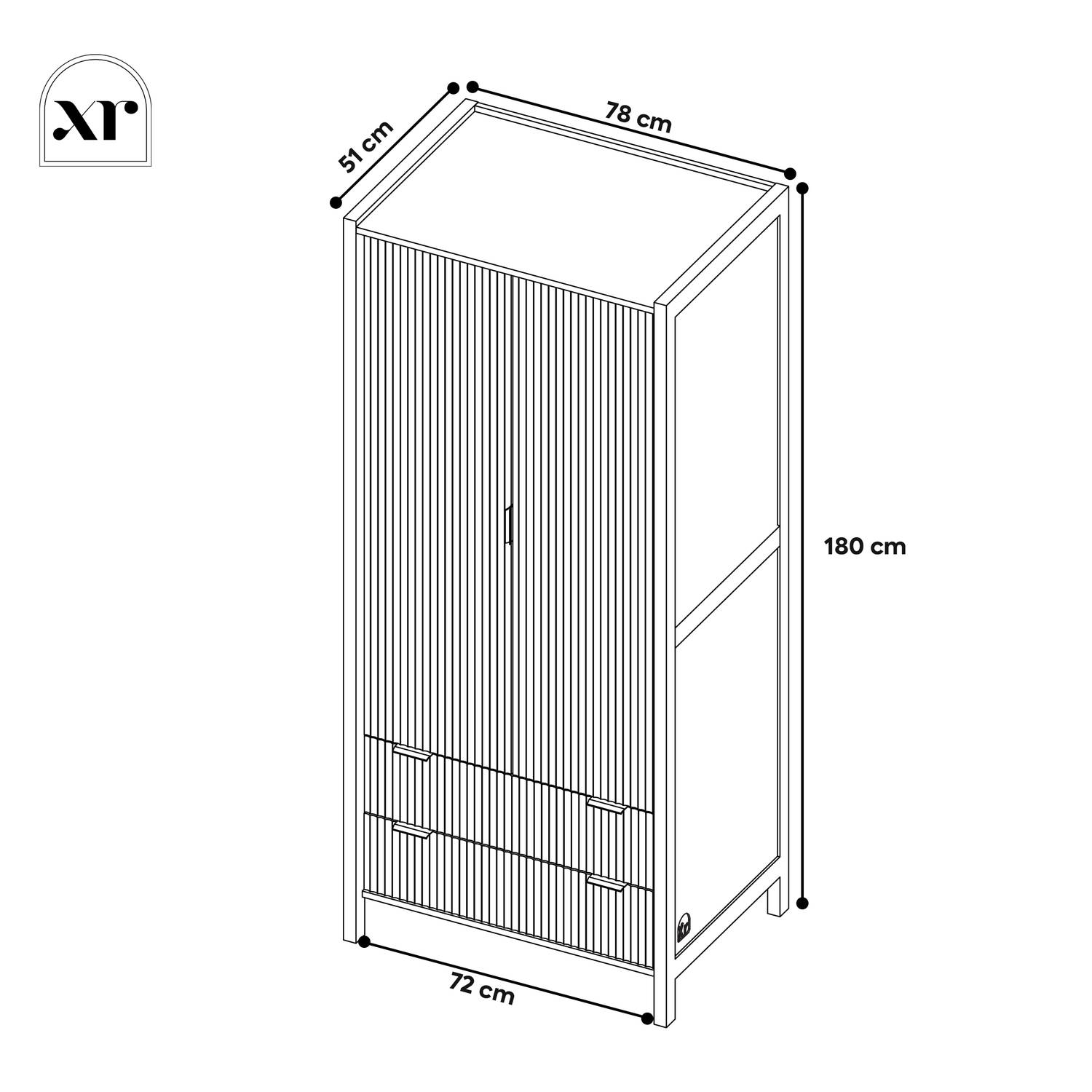 Dakota Two Door Wardrobe with Two Drawers and App Controlled LED Lights - Wild Oak