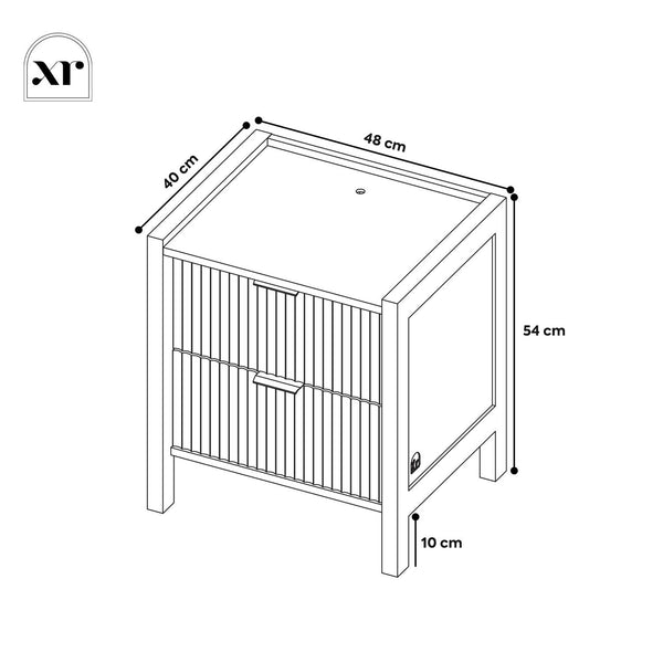 Dakota Bedside Table with Two Drawers and App Controlled LED Lights - Wild Oak