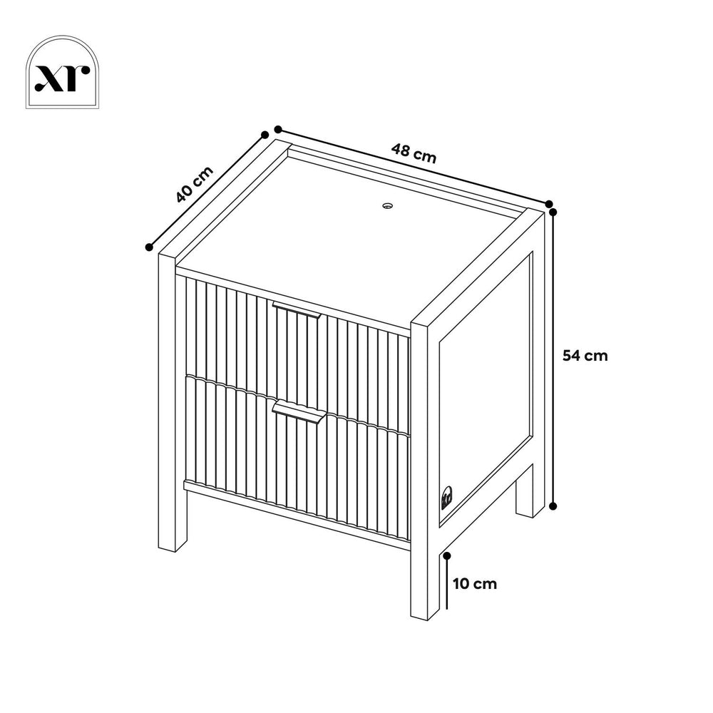 Dakota Bedside Table with Two Drawers and App Controlled LED Lights - Wild Oak
