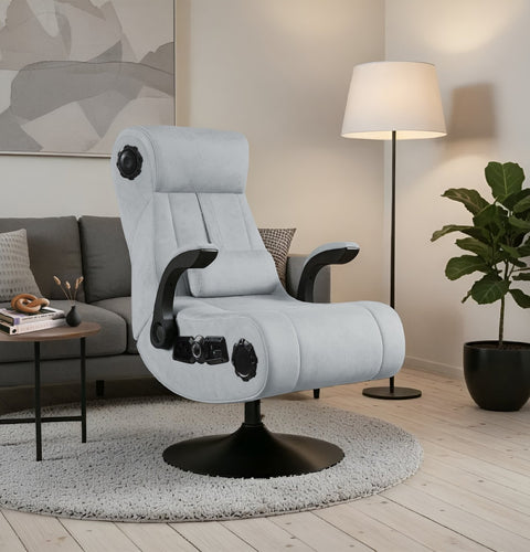 Deluxe 4.1 Audio Fabric Console Gaming Chair - Silver