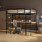 Denver LED High Sleeper Double Bunk Bed with Desk - Oak / Black RGB