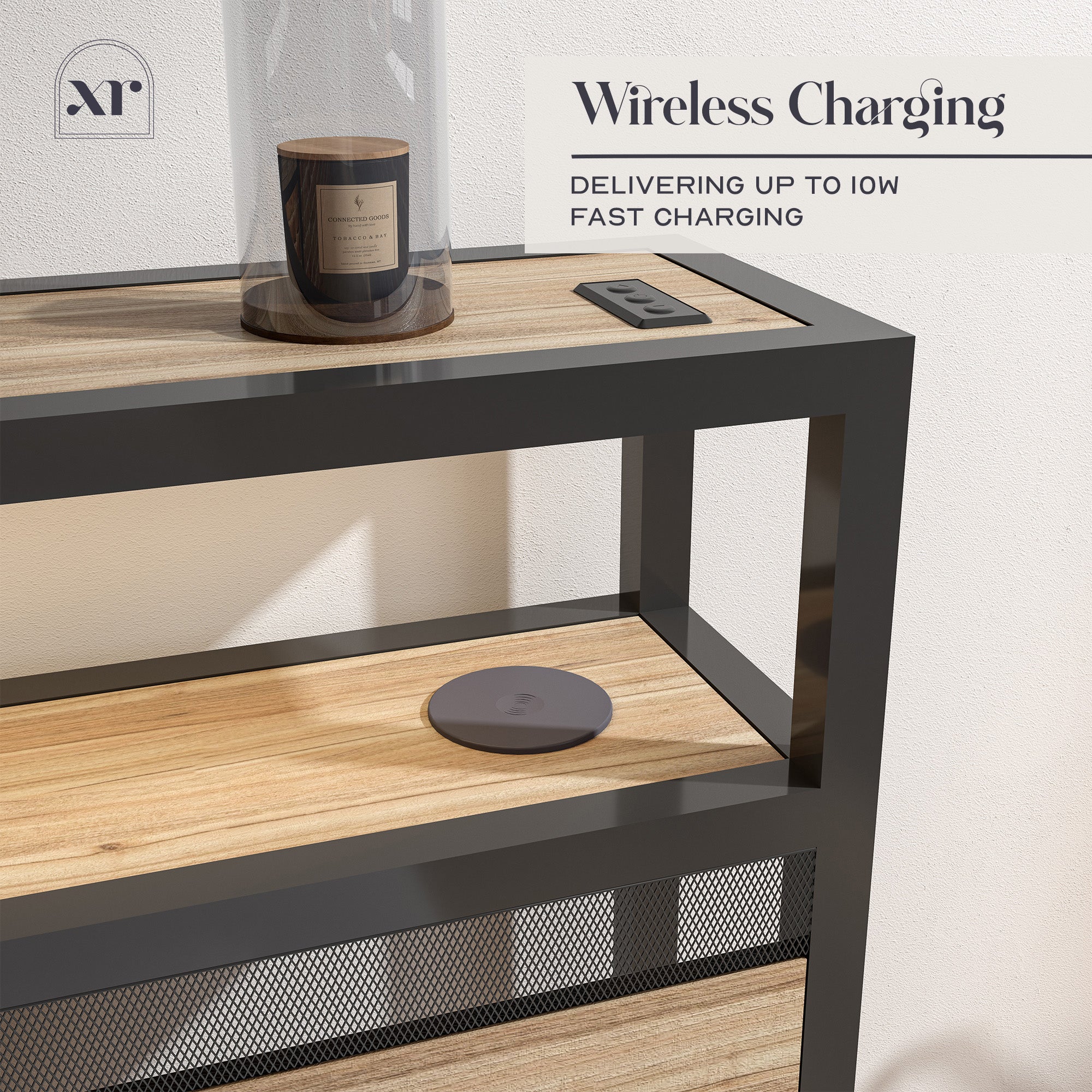 Denver Double Ottoman Bed With App Controlled LED Lighting - Oak/Black