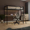 Denver LED High Sleeper Single Bunk Bed with Desk - Oak / Black RGB