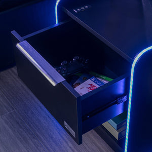 Electra Bedside Table with Wireless Charging and Neo Motion SYNC™ App Controlled LED Lights - Black