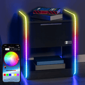 Electra Bedside Table with Wireless Charging and Neo Motion SYNC™ App Controlled LED Lights - Black