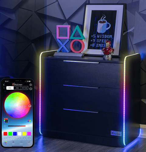 Electra Chest of 3 Drawers with Neo Motion SYNC™ App Controlled LED Lights - Black