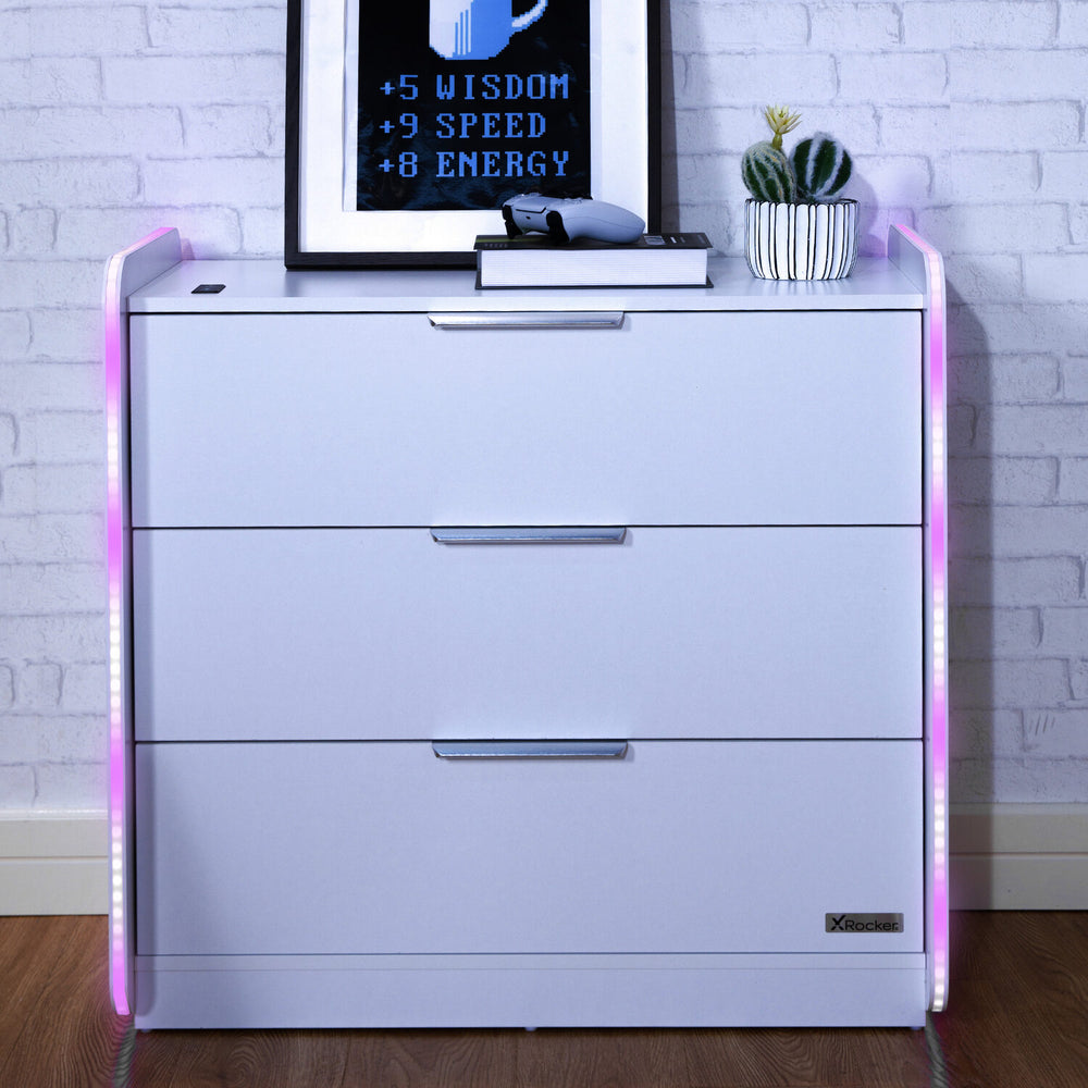 Electra Chest of 3 Drawers with Neo Motion SYNC™ App Controlled LED Lights - White