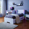 Electra LED Single Gaming Bed with Drawers - White RGB