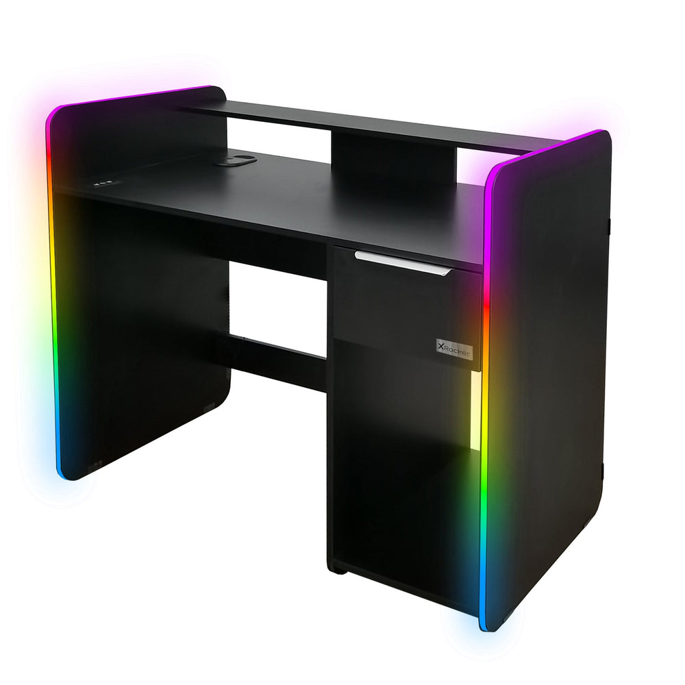 Rgb Workdesk Gaming Desks | X Rocker Electra RGB Gaming Desk with Charging - Black