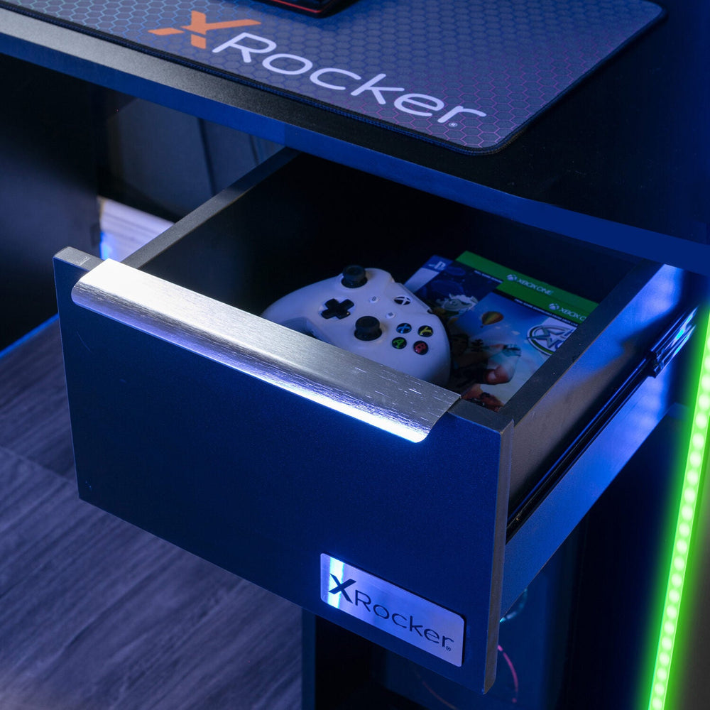 Gaming Desks | X Rocker Electra RGB Gaming Desk with Charging - Black