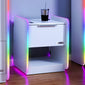 Electra LED Bedside Side Table with Wireless Charging - White RGB