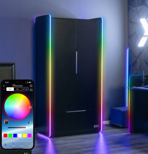 Electra 2 Door Wardrobe with Drawer and Neo Motion SYNC™ App Controlled LED Lights - Black