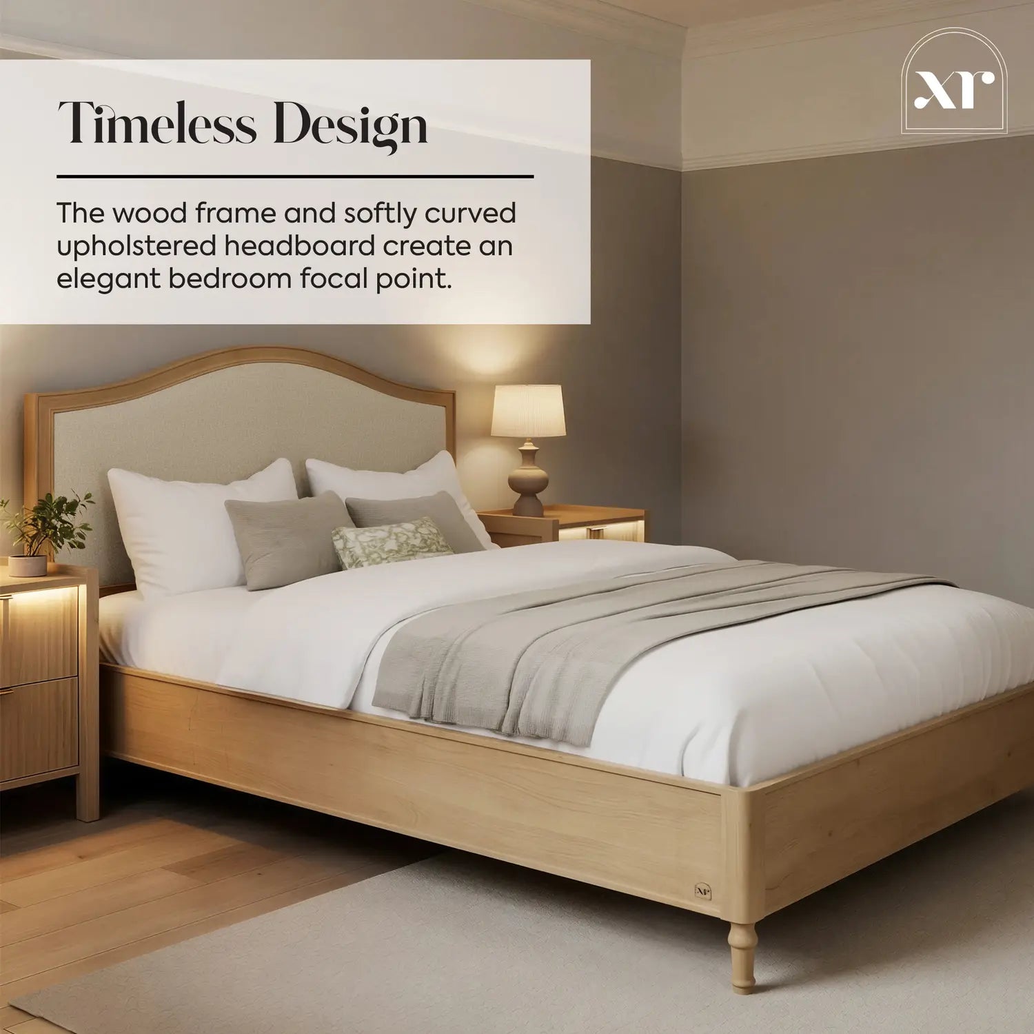 Emy French Style Shadow Ottoman Wooden Bed Frame - Oak / Natural (2 Sizes)