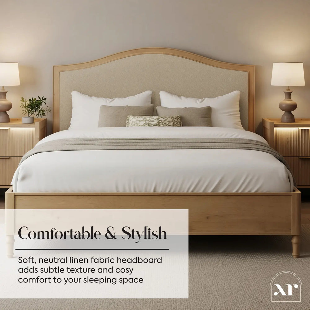 Emy French Style Shadow Ottoman Wooden Bed Frame - Oak / Natural (2 Sizes)