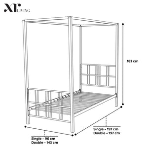 Fern Four Poster Bed with LED Lighting - White (2 Sizes)