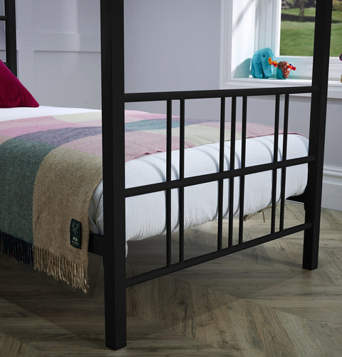 Fern Four Poster Bed with LED Lighting - Black (2 Sizes)