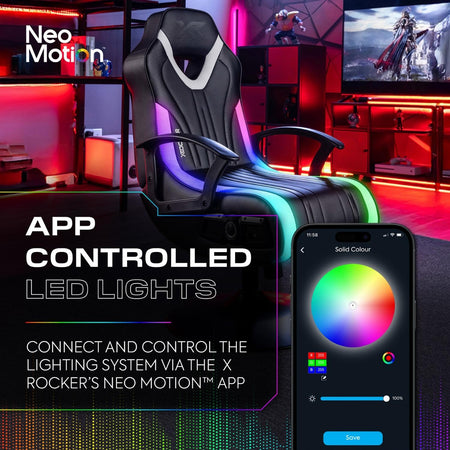 Fury 2.1 Audio LED Console Gaming Chair for Juniors - Black