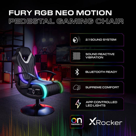 Fury 2.1 Audio LED Console Gaming Chair for Juniors - Black