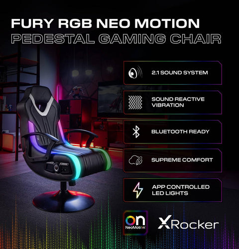 Fury 2.1 Audio LED Console Gaming Chair for Juniors - Black