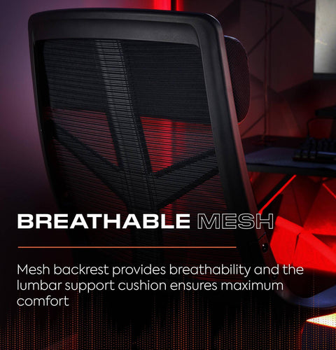 Helix Ergonomic PC Office Mesh Gaming Chair - Black