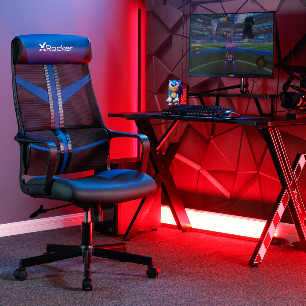 Helix Chair X Rocker Helix Office PC Gaming Mesh Chair - BLUE