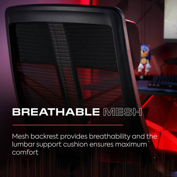 Helix Ergonomic PC Office Mesh Gaming Chair - Black / Red