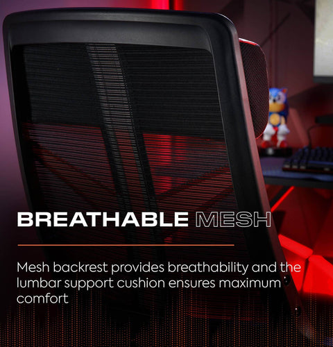 Helix Ergonomic PC Office Mesh Gaming Chair - Black / Red