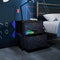 Hex Canvas Bedside Side Table with 2 Drawers - Black