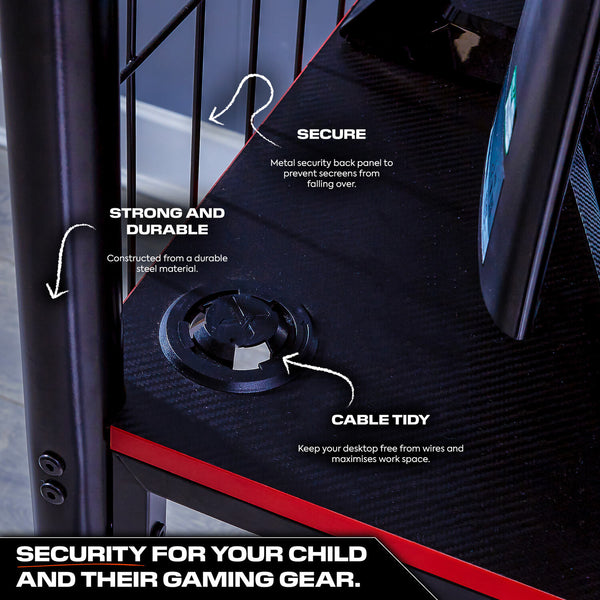 Icarus XL High Sleeper Gaming Bunk Bed with Desk - Black