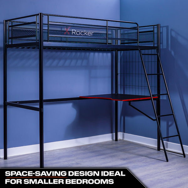 Icarus XL High Sleeper Gaming Bunk Bed with Desk - Black