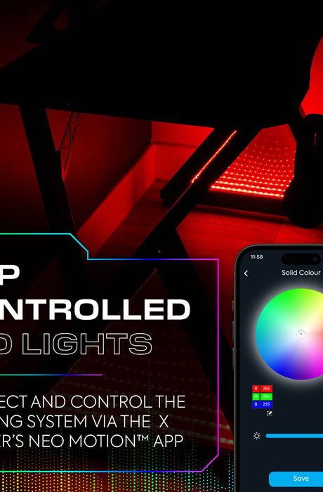 Infinity RGB 140cm App-Controlled LED Gaming Desk with Full Mousepad - Carbon Black