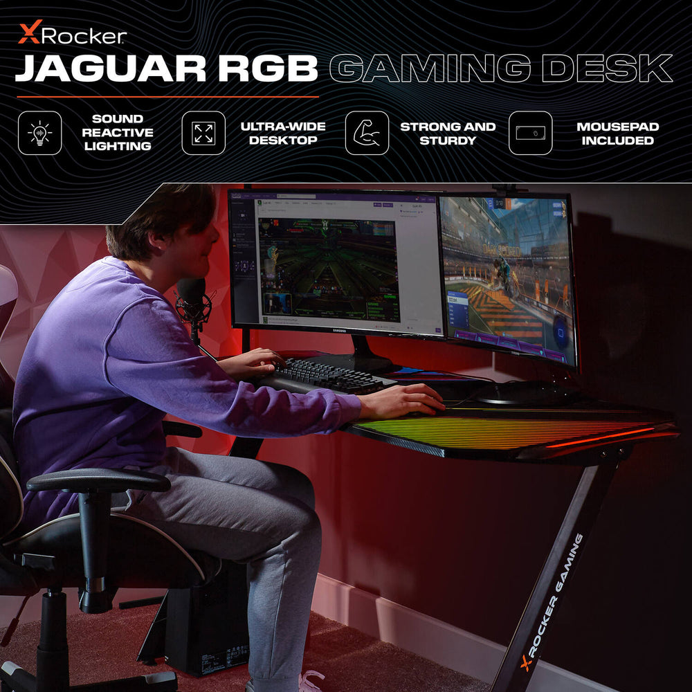 Jaguar Gaming Desk with Sound Reactive LED Lights
