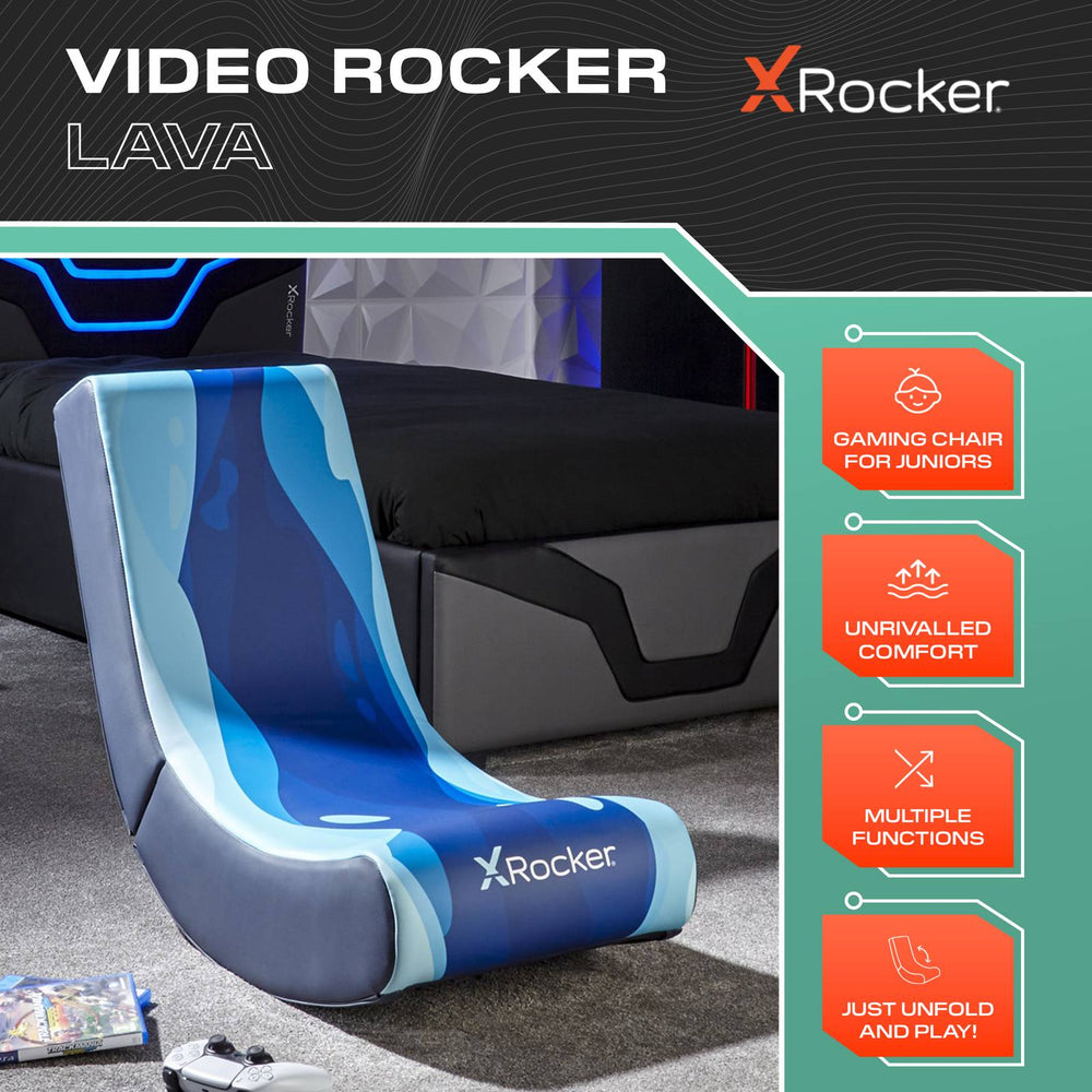 Video Rocker Floor Gaming Chair - Lava Blue