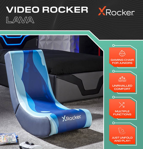 Video Rocker Gaming Chair for Kids - Lava Blue