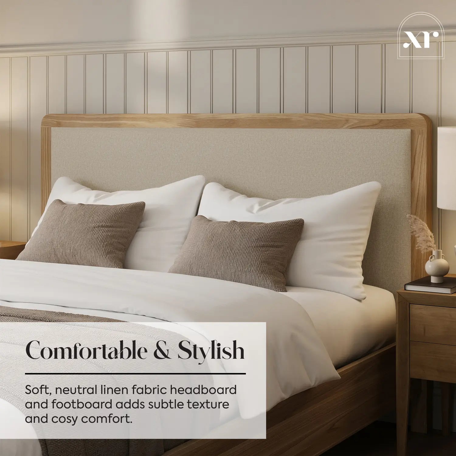 Leonie Shadow Ottoman Wooden Bed Frame - Ash / Natural (2 Sizes)