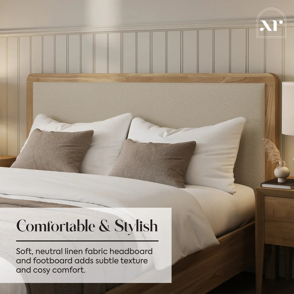 Leonie Shadow Ottoman Wooden Bed Frame - Ash / Natural (2 Sizes)