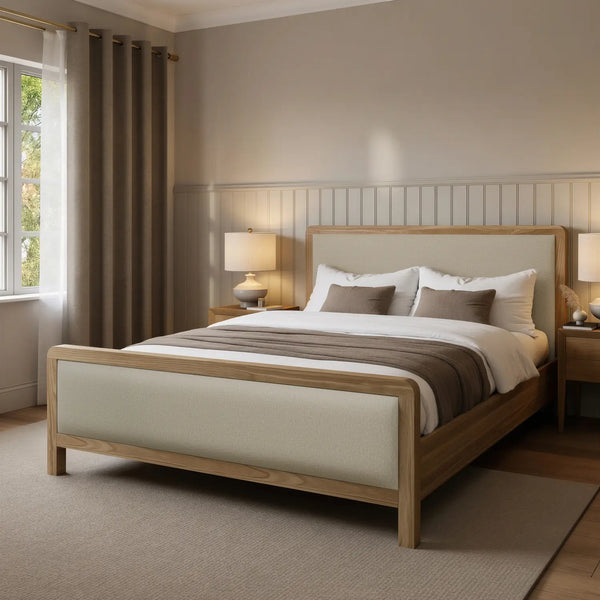 Leonie Shadow Ottoman Wooden Bed Frame - Ash / Natural (2 Sizes)