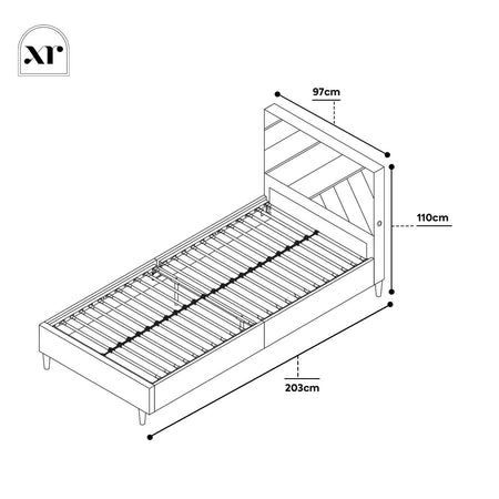 Lily Single Bed Frame in Plush Velvet with LED Lights - Pink