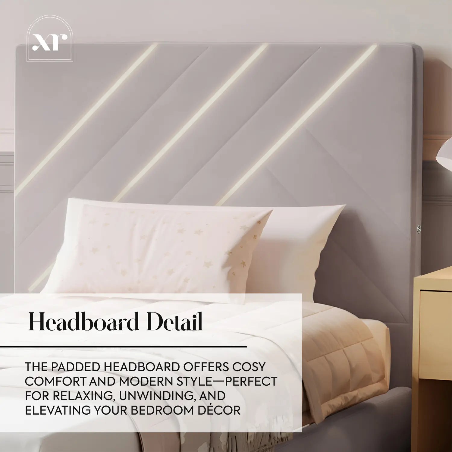 Lily Single Bed Frame with App Controlled LED Lights - Grey