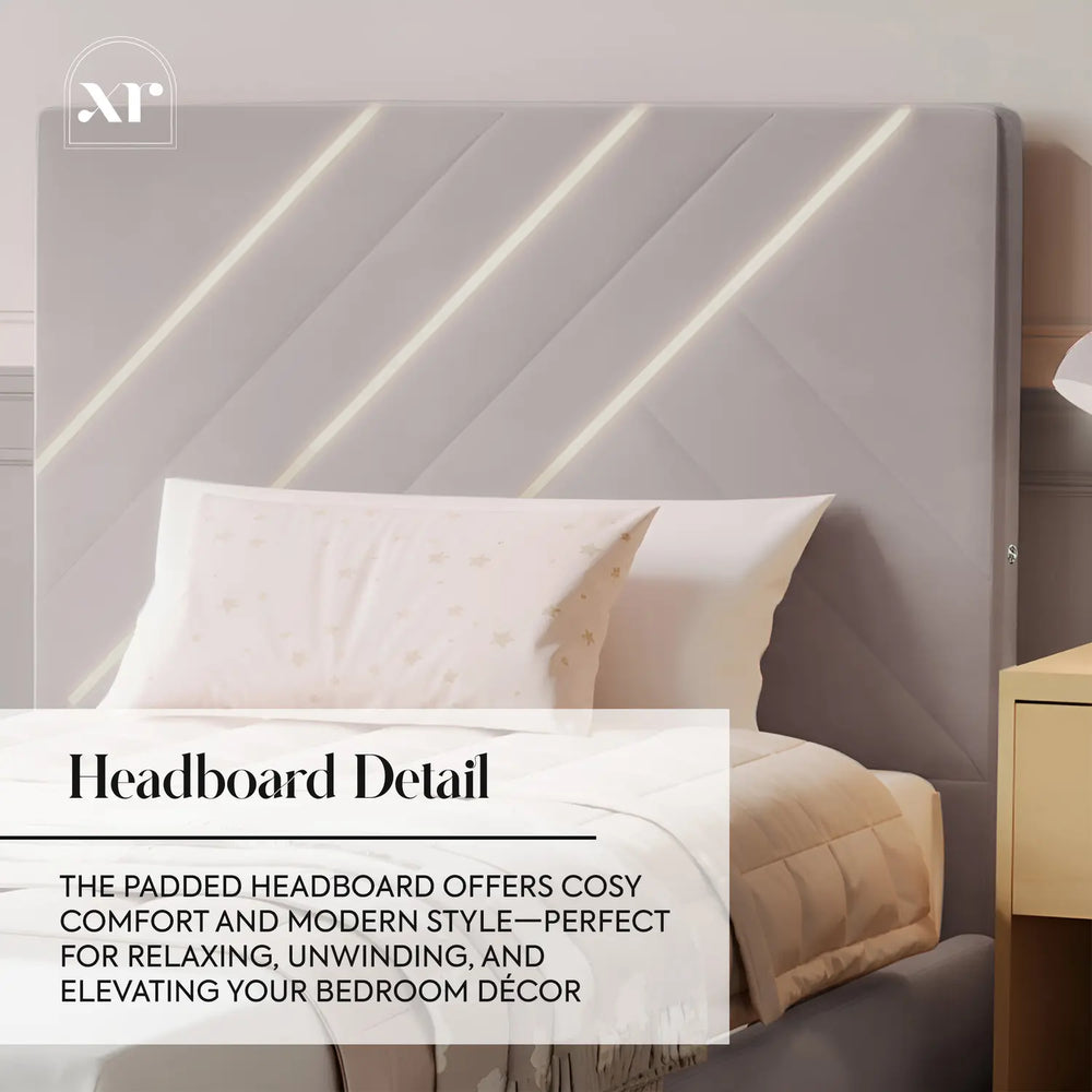 Lily Single Bed Frame with App Controlled LED Lights - Grey