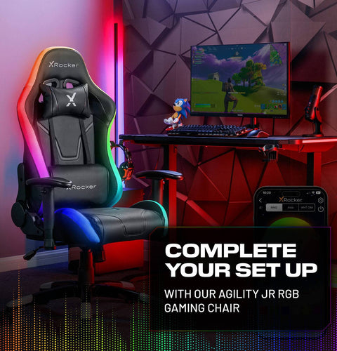 Lumio 110cm LED Gaming Desk with Full Mousepad - Carbon Black RGB