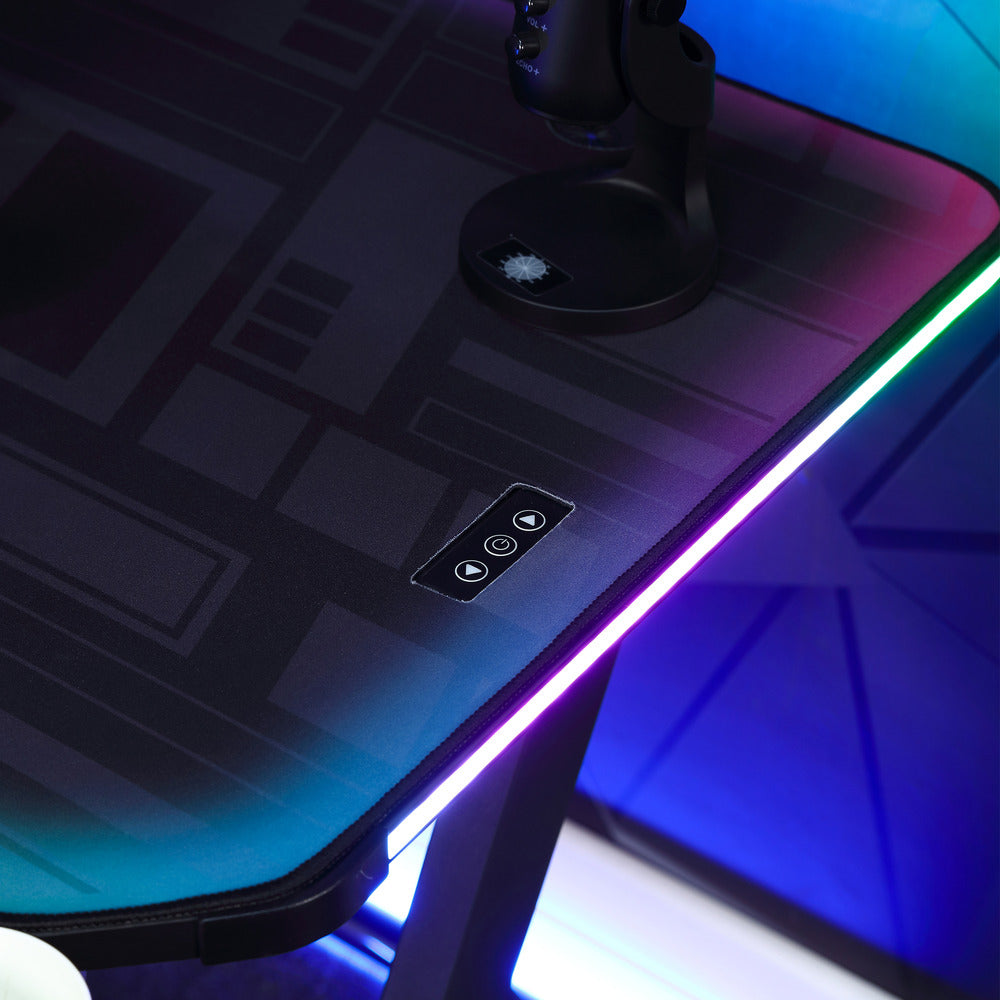 Lumio 120cm LED Gaming Desk with Full Mousepad - Carbon Black RGB